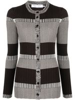 Proenza Schouler White Label cardigan en maille nervurée à rayures - Marron