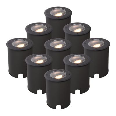 Set van 9 Lilly dimbare LED Grondspot - Kantelbaar - Overrijdbaar - Rond - 2700K warm wit - IP67 waterdicht - 3 jaar garantie - Zwart