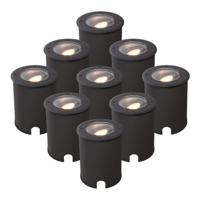 Set van 9 Lilly dimbare LED Grondspot - Kantelbaar - Overrijdbaar - Rond - 2700K warm wit - IP67 waterdicht - 3 jaar garantie - Zwart