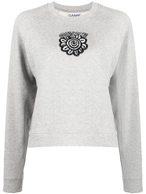 GANNI sweat en coton à logo imprimé - Gris