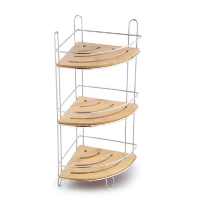 Items Badkamer Douche rekje - staand - chrome bamboe - 20 x 20 x 48 cm - Ook ophangbaar