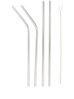 Society pailles en métal + brosse - Argent