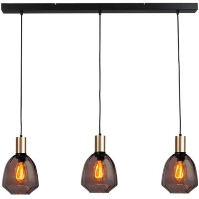 Masterlight 3-lichts hanglamp - goud -Porto met Nicolette red glazen - 2711-05-02-100-3-13