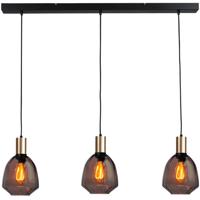 Masterlight 3-lichts hanglamp - goud -Porto met Nicolette red glazen - 2711-05-02-100-3-13