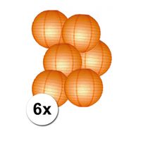 6 oranje lampionnen van papier 25 cm   -