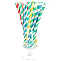 100x Duurzame papieren drinkrietjes gekleurd 21 cm