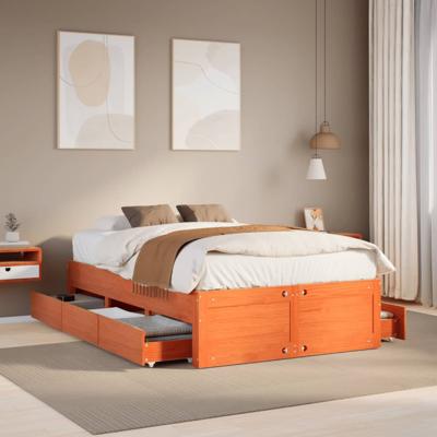 Bedframe zonder matras met lades grenenhout wasbruin 120x190 cm