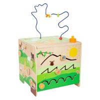 Small Foot - houten activiteitenkubus met motoriekspiraal boerderij