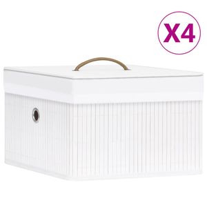 VidaXL Opbergboxen 4 st bamboe wit