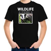 Das foto t-shirt zwart voor kinderen - wildlife of the world cadeau shirt Dassen liefhebber XL (158-164)  -