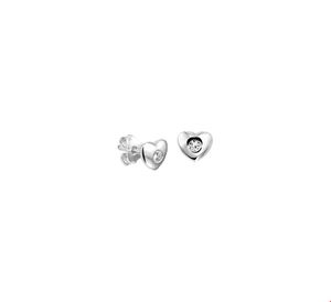 TFT Oorknoppen Hart Zirkonia Zilver Gerhodineerd Glanzend 6 mm x 6.5 mm