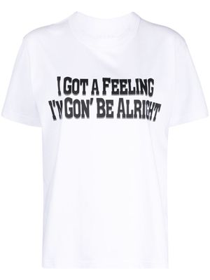 sacai t-shirt en coton à slogan imprimé - Blanc