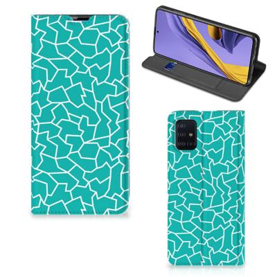 Samsung Galaxy A51 | Bookcase | Cracks Blue