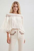Boho-blouse met franjes - WHITE - M