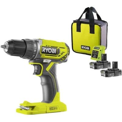 Ryobi -oefening 18 Volts One+ en 2 2.0Ah -batterijen - R18DD2-220S