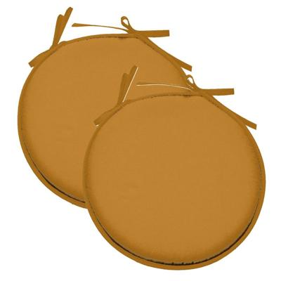Stof Textile Home stoelkussens - 2x - okergeel - D40 x H3 cm - voor binnen - rond