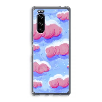 Roze wolken met vogels: Sony Xperia 5 Transparant Hoesje