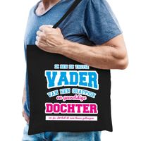 Trotse vader van geweldige dochter cadeau tas zwart voor heren   - - thumbnail