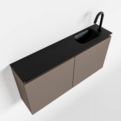 Toiletmeubel Mondiaz Ture | 100 cm | Meubelkleur Smoke | Eden wastafel Urban Rechts | 1 kraangat