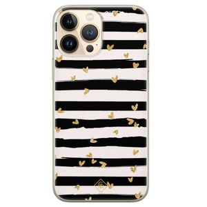 iPhone 13 Pro Max siliconen hoesje - Hart streepjes