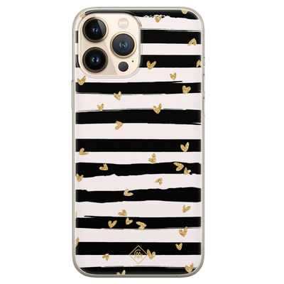 iPhone 13 Pro Max siliconen hoesje - Hart streepjes