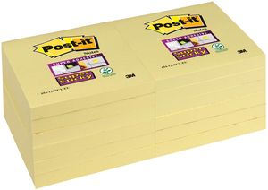 Post-it Super Sticky notes, 90 vel, ft 76 x 76 mm, geel, pak van 12 blokken