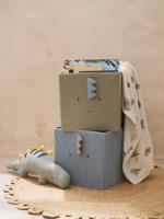 Set van 2 dino opbergbakken Minisaurus van VERTBAUDET in ribfluweel saliegroen