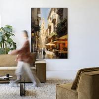 Urban Cotton Wandkleed 'Barcelona' 110 x 145cm in Frame - black