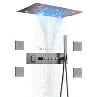 Thermostatische Douchekraan met LED Display - Ingebouwde Smart Functie | Vierkante Douchestraal | Messing | Zwart