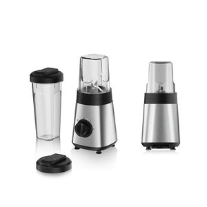 alpina Blender Smoothie Maker 300W - Incl. Smoothie Beker 300ml en 600ml - Roestvrij Staal - Zilver/Zwart