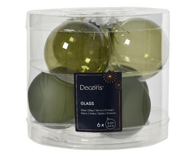 Kerstballen glas d6 cm rsmrn 6st - Decoris