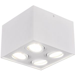 LED Plafondspot - Trion Bisqy - GU10 Fitting - 4-lichts - Vierkant - Mat Wit - Aluminium