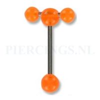 Tongpiercing met extra barbell oranje - thumbnail