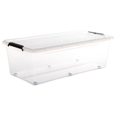 5Five opberg kist met deksel - Clip Box - 55 liter - 76 x 39 x 25 cm - kunststof - transparant