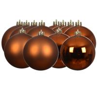 Decoris kerstballen - 12x stuks - 6 cm - koper/cognac bruin - kunststof - thumbnail