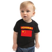 China landen shirtje met vlag zwart voor babys 80 (7-12 maanden)  -