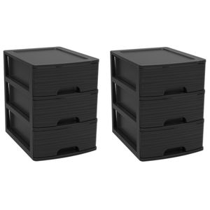 3x stuks ladenkast/bureau organizers zwart A5 3x lades stapelbaar L19 x B26 x H25 cm