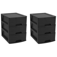 3x stuks ladenkast/bureau organizers zwart A5 3x lades stapelbaar L19 x B26 x H25 cm