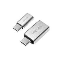 LogiLink AU0040 USB 3.1 C USB 3.0 A, Micro USB 2.0 Aluminium kabeladapter/verloopstukje
