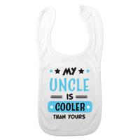 Baby slabbetje - blauw - my uncle is cooler than yours - kraam cadeau - slab/morsdoek - oom