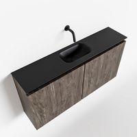 Toiletmeubel Mondiaz Ture | 100 cm | Meubelkleur Dark brown | Eden wastafel Urban Midden | Zonder kraangat