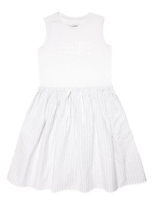 MM6 Maison Margiela Kids robe rayée à logo imprimé - Blanc