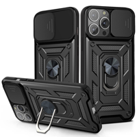 iPhone 16 Pro hoesje - Backcover - Rugged Armor - Camerabescherming - Extra valbescherming - TPU - Zwart - thumbnail