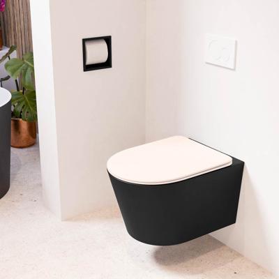 Wandcloset Mondiaz Lavie | Zonder spoelrand | Incl.Toiletzitting-Rosee | Keramiek | Urban (zwart mat)