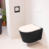 Wandcloset Mondiaz Lavie | Zonder spoelrand | Incl.Toiletzitting-Rosee | Keramiek | Urban (zwart mat)
