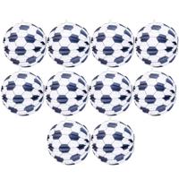 Voetbal bol lampion - 10x - 24 cm - papier - voetbal thema - brandvertragend - EK / WK versiering