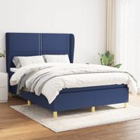 Boxspring met matras stof blauw 140x190 cm