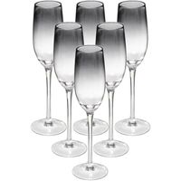 Set van 24x champagneglazen/flutes zwarte rand Sauvage 210 ml van glas