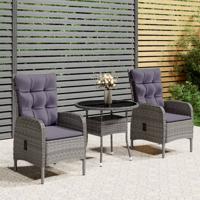 3-delige Tuinset poly rattan grijs