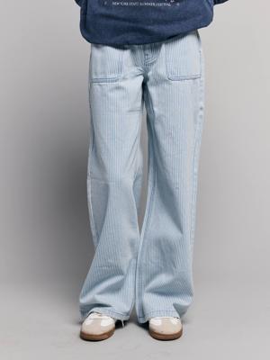 Gestreepte wijde broek voor meisjes blauw, gestreept